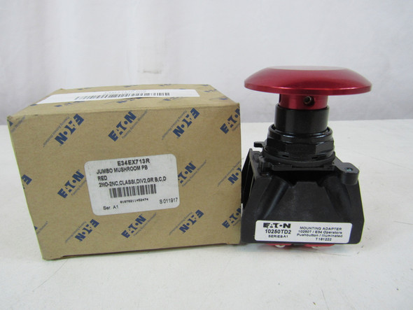 Eaton E34EX713R Pushbuttons Non-Illuminated 2NO 2NC Red Jumbo Mushroom