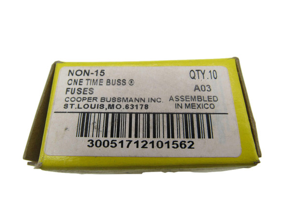 Bussmann NON-15 Fuses 15A 250V 10BOX