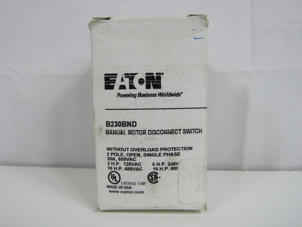 Eaton B230BND Disconnect Switches Enclosed 2P 30A 600V 1Ph 15 HP Non-Reversing