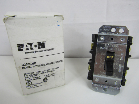 Eaton B230BND Disconnect Switches Enclosed 2P 30A 600V 1Ph 15 HP Non-Reversing