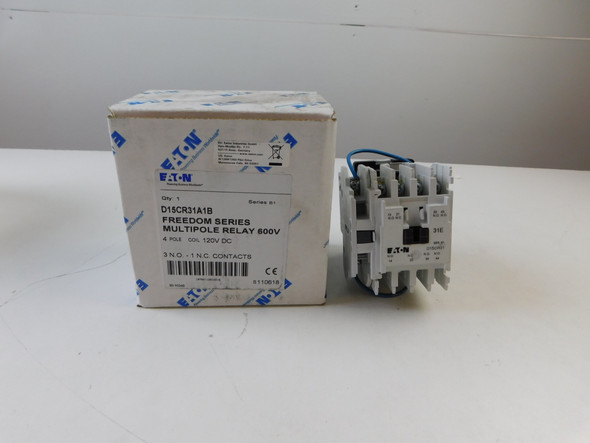 Eaton D15CR31A1B Relays Multipole Relay 600V 4P 120V 50/60Hz 3NO 1NC