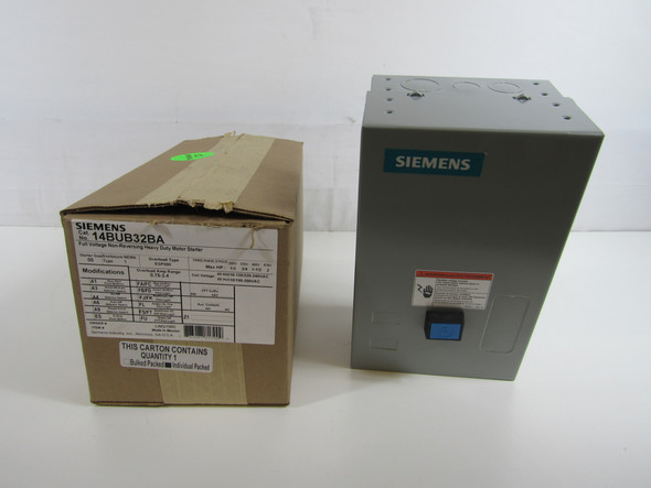 Siemens 14BUB32BA Non-Combination Starter FVNR 3P 120V 50/60Hz 3Ph 2HP NEMA Type 1 Overload Range: 0.75-3.4A