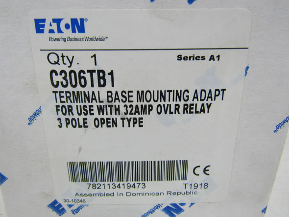 Eaton C306TB1 Relay Accessories Terminal Base Mounting Adapter 3P 32A EA