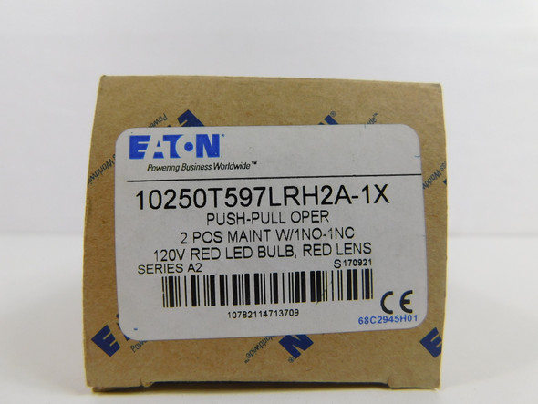 Eaton 10250T597LRH2A-1X Pushbuttons Illuminated 120V 1NO 1NC 2 Position Red NEMA 3/3R/4/4X/12/13 Push-Pull LED