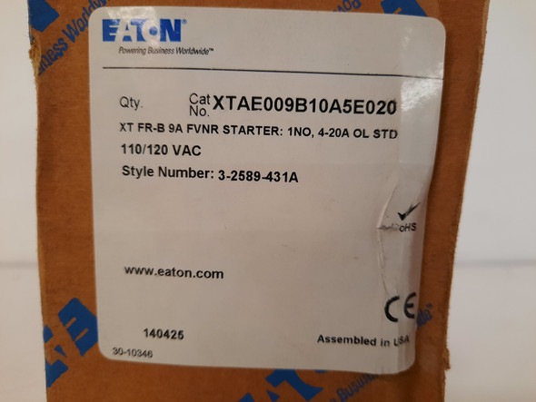 Eaton XTAE009B10A5E020 Non-Reversing Starters FVNR 9A 120V 1NO