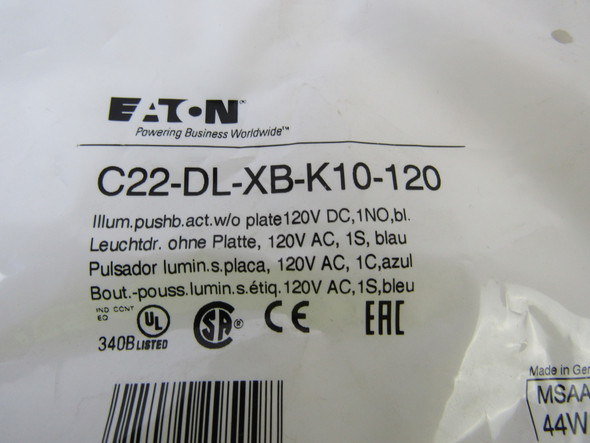 Eaton C22-DL-XB-K10-120 Pushbuttons LED 120V 1NO EA