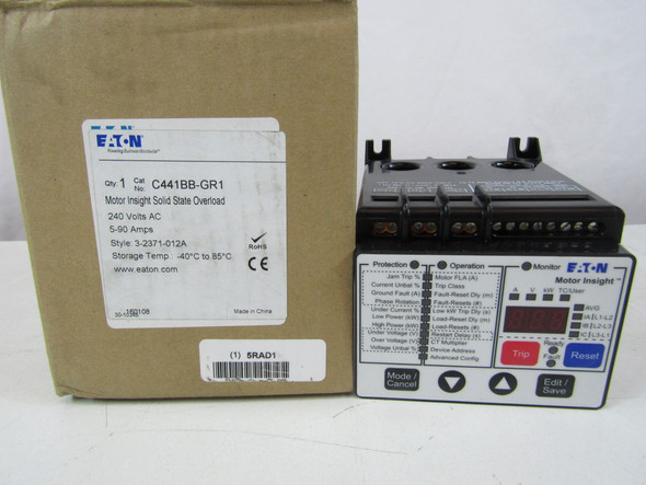 Eaton C441BB-GR1 Relays Motor Protection Relay 5-90A 240V