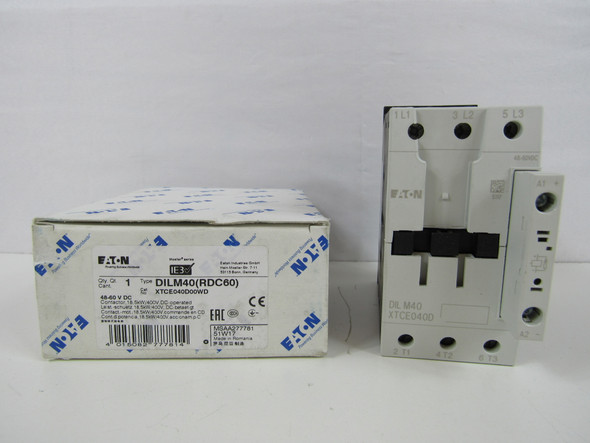 Eaton XTCE040D00WD Other Contactors 3P 40A 60V 50/60Hz D Frame 0NO 0NC EA Non-Reversing