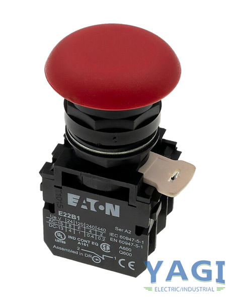 Eaton E22YED232-2 Pushbuttons Non-Illuminated 1NC 2 Position Red 2 BLANK COVER FOR ADAPTOR Push/Pull