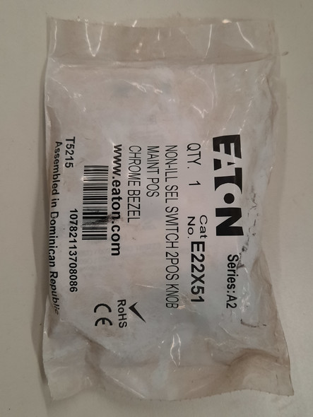 Eaton E22X51 Selector Switches Knob 2 Position Black