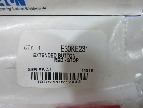 Eaton E30KE231 Pushbutton/Pilot Light/Selector Switch Accy Button Cap Red EA NEMA 3/3R/4/4X/12/13 Watertight/Oiltight STOP