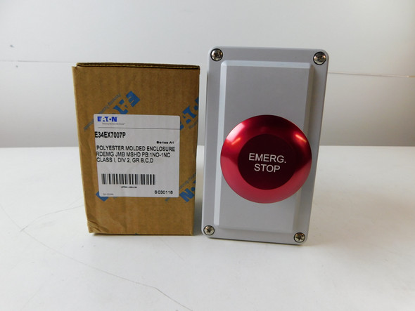 Eaton E34EX7007P Pushbuttons Emergency Stop 1NO 1NC Red NEMA 3/3R/4/4X/12/13