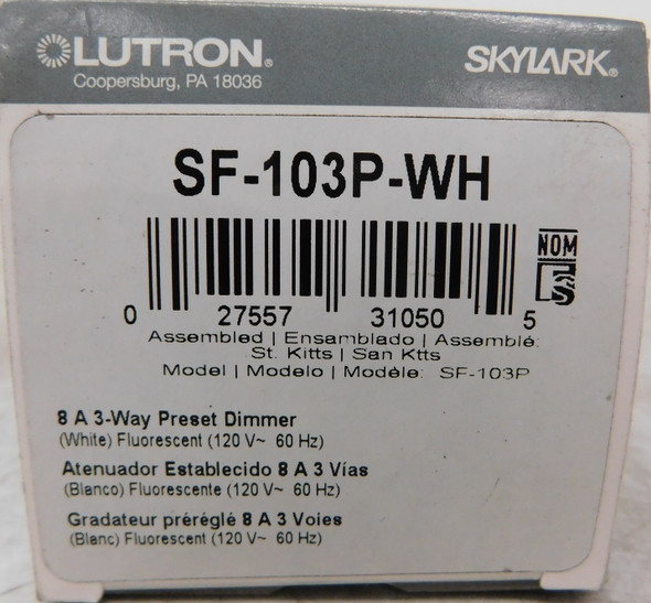 Lutron SF-103P-WH Other Sensors and Switches Dimmer Switch EA