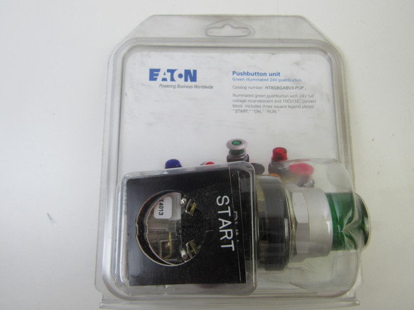 Eaton HT8GBGABV3-POP Pushbuttons Illuminated 24V 1NO 1NC Green NEMA 3/3R/4/4X/12/13