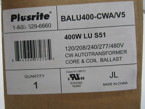 Plusrite BALU400-CWA/V5 Bulb/Ballast/Driver Accessories High Pressure Sodium Ballast 480V 400W