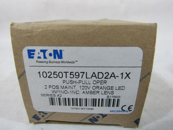 Eaton 10250T597LAD2A-1X Pushbuttons Illuminated 2P 120V 1NO 1NC 2 Position Amber EA NEMA 3/3R/4/4X/12/13 Watertight/Oiltight