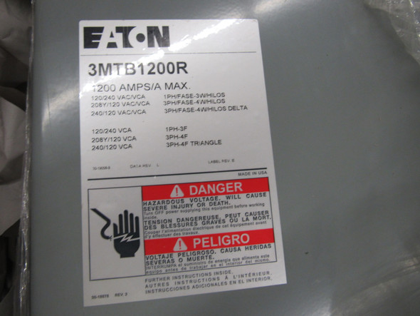 Eaton 3MTB1200R Lugs 1200A 120/240VAC 3Ph 4Wire EA NEMA Type 3R