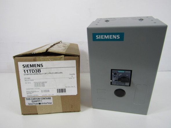Siemens 11TD3B Manual Starters AC Manual Starter 5.5-8A 575V 50/60Hz 3Ph 5HP NEMA 1 Overload Range: 5.5-8A