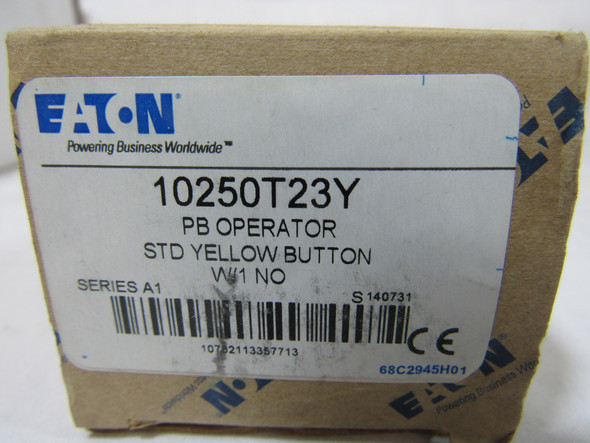 Eaton 10250T23Y Pushbuttons Non-Illuminated 10A 600V 1NO Yellow NEMA 3/3R/4/4X/12/13 Watertight/Oiltight Flush Button