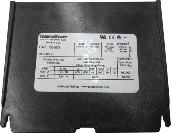 Marathon 1331575 Terminal Blocks Power Distribution Block 1P 420A 600V