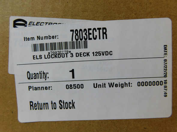 ElectroSwitch 7803ECTR Relays Lock Out Relay 125V