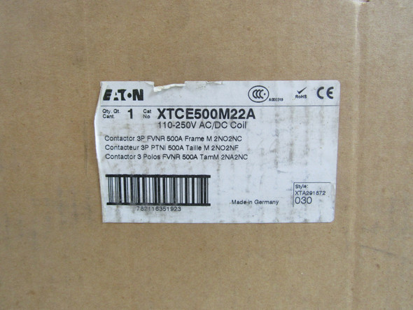 Eaton XTCE500M22A Other Contactors 3P 500A 120V 50/60Hz M Frame 2NO 2NC
