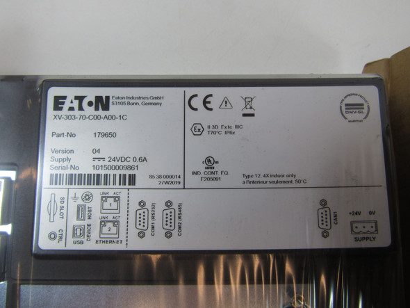 Eaton XV-303-70-C00-A00-1C PLC Cables/Connectors/Accessories PCT Multi-Touch HMI Display .6A 24V Dual Ethernet