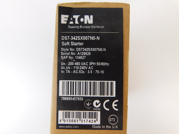 Eaton DS7-342SX007N0-N Soft Starters 7A 480V 50/60Hz 3Ph EA