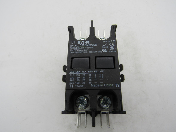 Eaton C25BNB225B Definite Purpose Contactors 1P 20A 240V 1HP 1NO EA NEMA 1