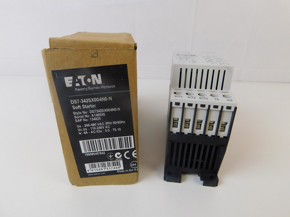 Eaton DS7-342SX004N0-N Soft Starters 4A 480V 50/60Hz 3Ph 5HP