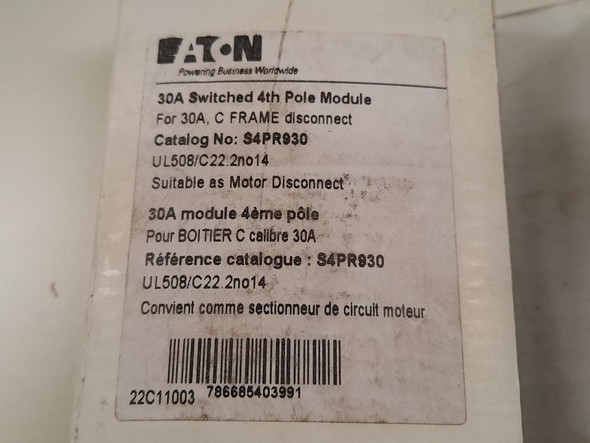 Eaton S4PR930 Rotary Switches 1P 30A