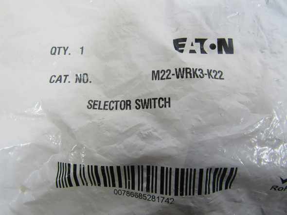 Eaton M22-WRK3-K22 Selector Switches Non-Illuminated 2NO 2NC 3 Position EA Watertight/Oiltight