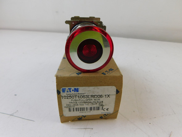 Eaton 10250T1063LRD06-1X Pushbuttons Illuminated 120V Red NEMA 3/3R/4/4X/12/13 Push-Pull Momentary LED