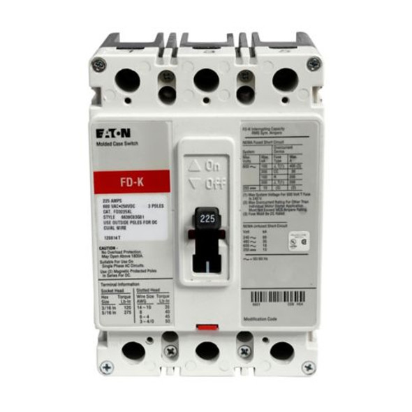 Eaton FD3225 Molded Case Breakers (MCCBs) FD 3P 225A 600V 50/60Hz 3Ph F Frame EA