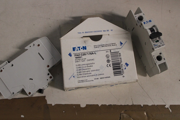 Eaton FAZ-C20/1-NA-L Miniature Circuit Breakers (MCBs) FAZ 1P 20A 120/240V 50/60Hz 1Ph EA