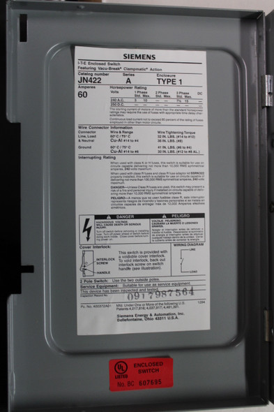 Siemens JN422 Safety Switches EA