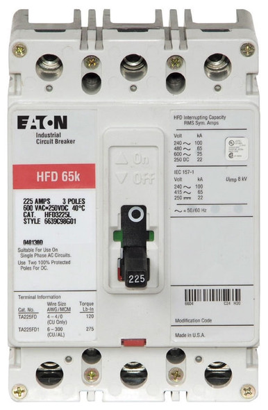 Eaton HFD3225L Molded Case Breakers (MCCBs) 3P 600V EA