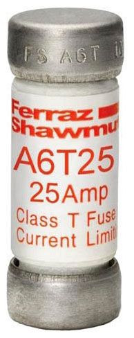 Ferraz Shawmut A6T25 Class T 25A 600VAC 50/60Hertz, 300VDC Low Voltage Ul Power Fuse
