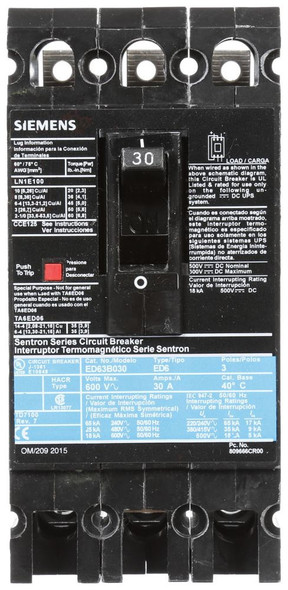 Siemens ED63B030 Molded Case Breakers (MCCBs)