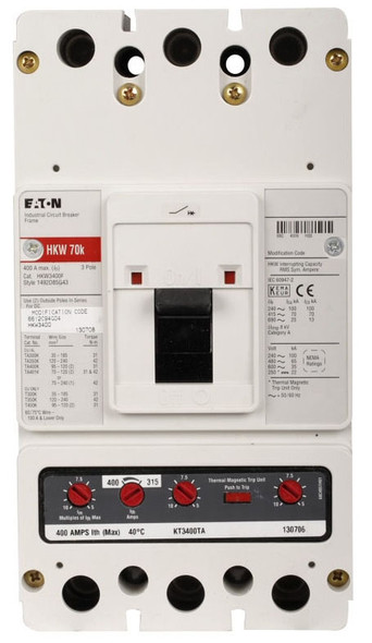 Westinghouse HKW3400 Molded Case Breakers (MCCBs) 3P 400A