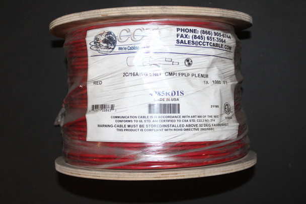 CCT CABLE 2C/16AWG-SHLD-CMP/FPLP-RED-1000 Audio/Video/Data Cable