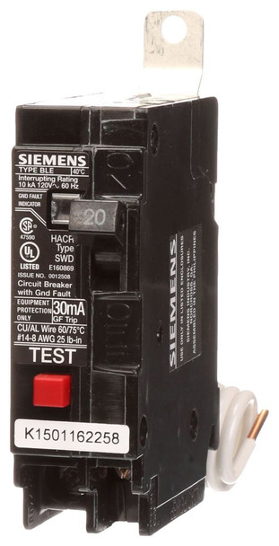 Siemens BE120 Miniature Circuit Breakers (MCBs) 1P 20A EA