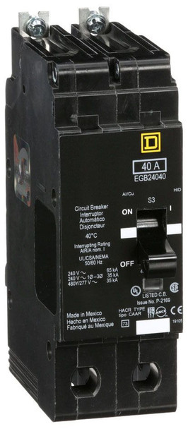 Square D EGB24040 Molded Case Breakers (MCCBs) 2P 40A EA