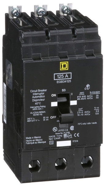 Square D EGB34125 Miniature Circuit Breakers (MCBs)