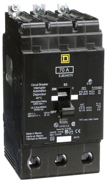 Square D EJB34070 Miniature Circuit Breakers (MCBs)