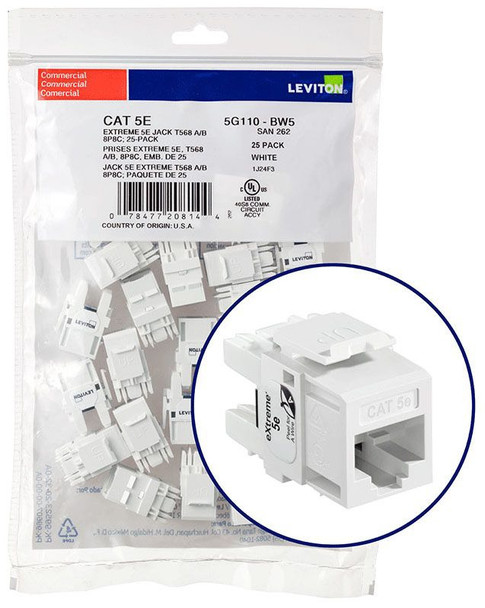 Leviton 5G110-BW5 Plug/Connector/Adapter Accessories 25PK