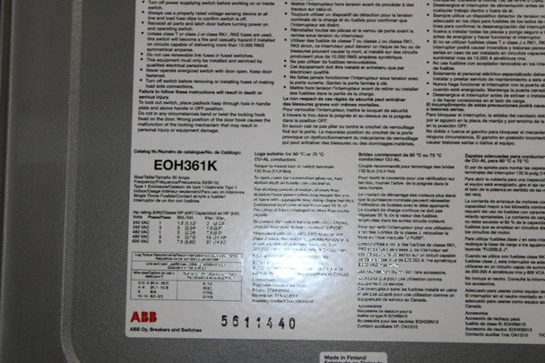 ABB EOH361K Other Safety Switches and Disconnects EA