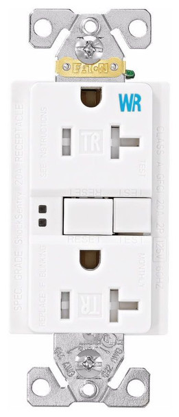 Eaton TWRSGF20W Outlets GFCI Duplex Receptacle 2P 20A 125V White 3Wire EA 60HZ