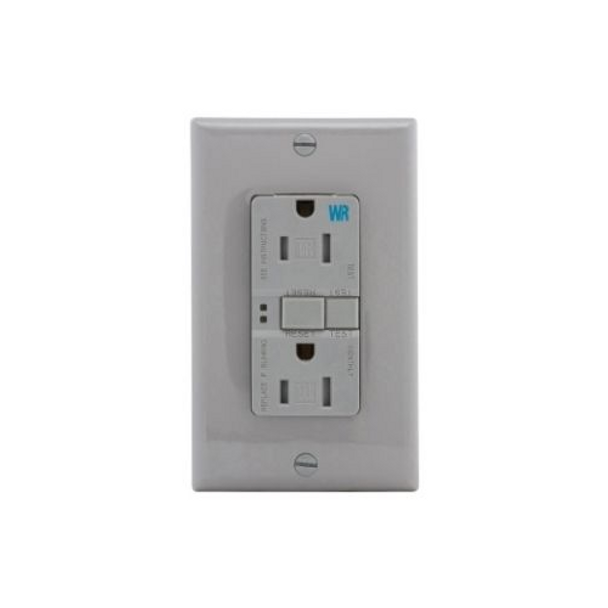 Eaton TWRSGF15GY-BX-LW Outlets GFCI Duplex TR Receptacle 15A 125V Gray EA