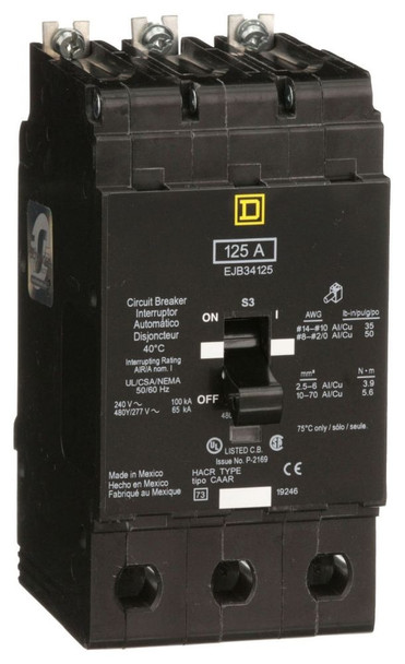 Square D EJB34125 Miniature Circuit Breakers (MCBs)